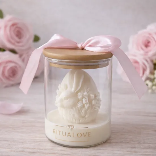 Świeca sojowa JAJKO ZAJĄCZEK biały w szkle świeca wielkanocna prezent handmade
